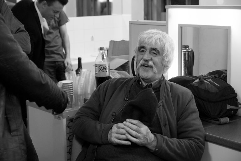 Father Ted star, Michael Redmond relaxing ahead of his spot.